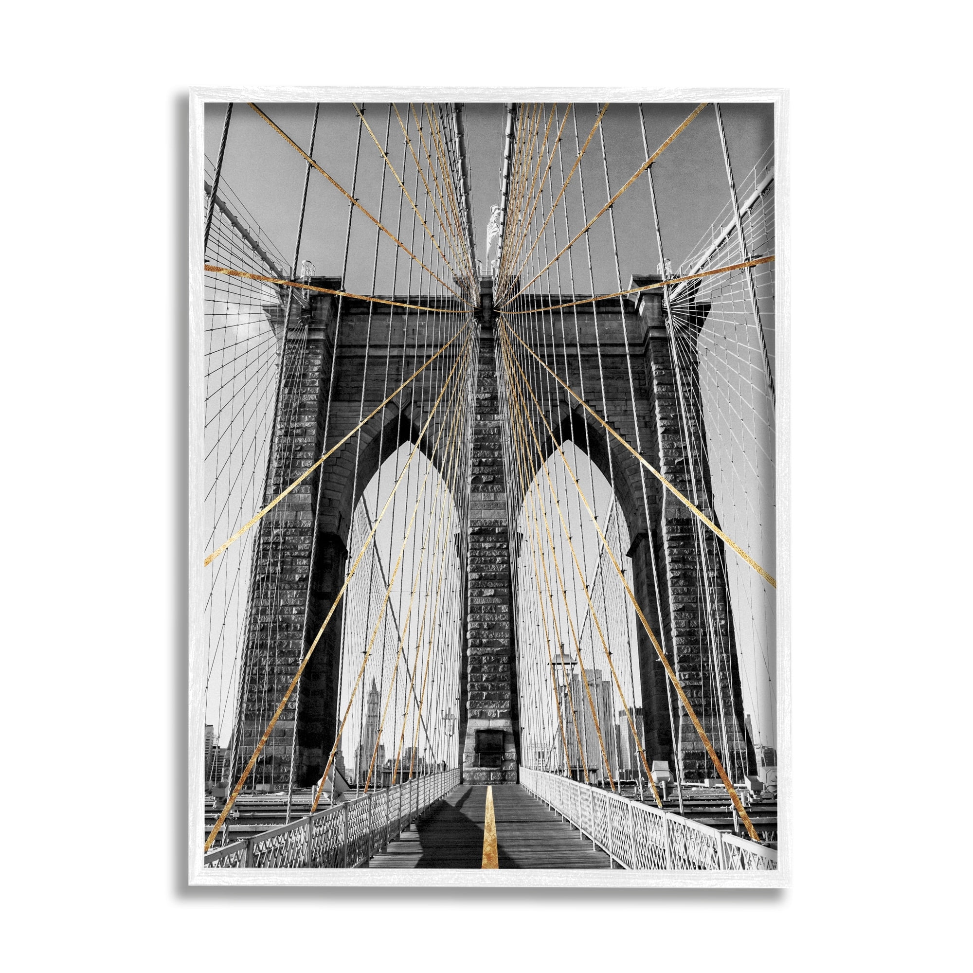Stupell Industries Brooklyn Bridge Geometric Cable Architecture Design Urban Photography, 24 x 30, Design by Ziwei Li