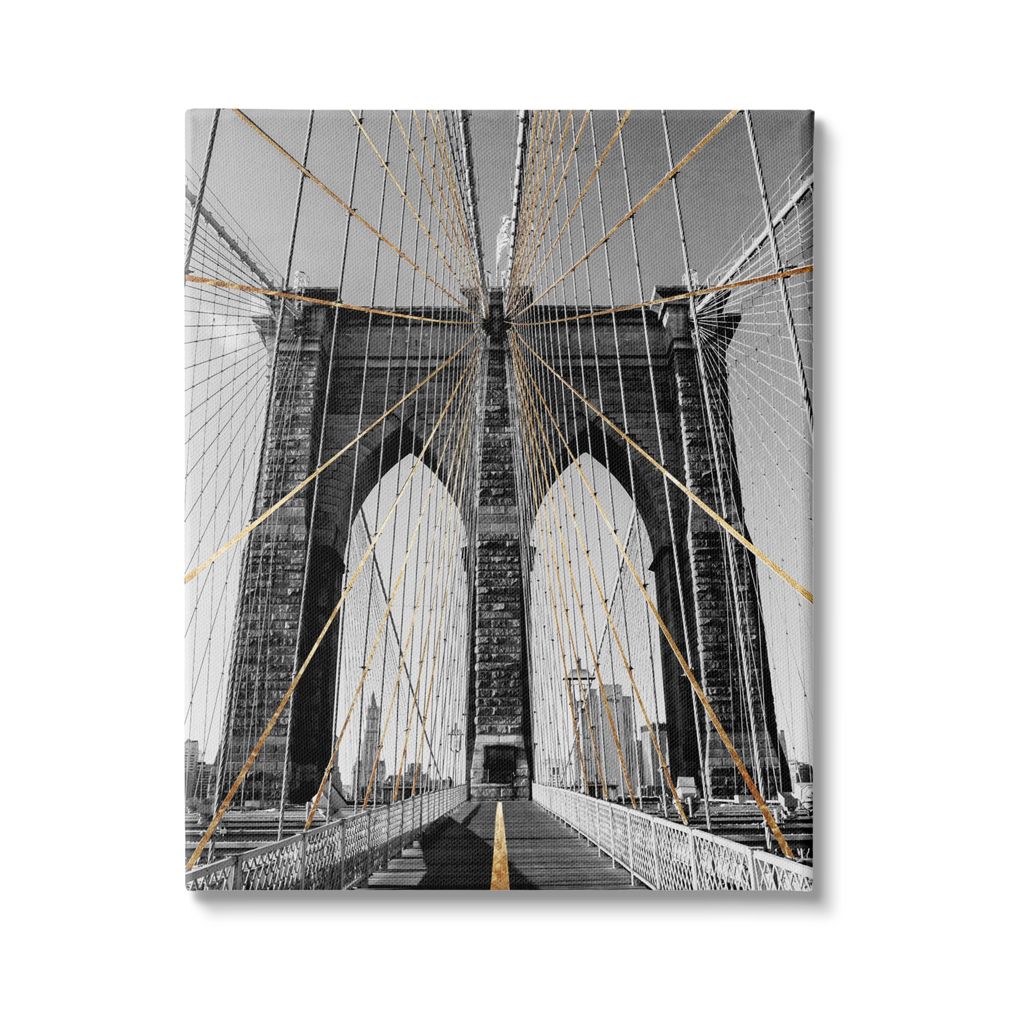 Stupell Industries Brooklyn Bridge Geometric Cable Architecture Design Urban Photography, 36 x 48, Design by Ziwei Li