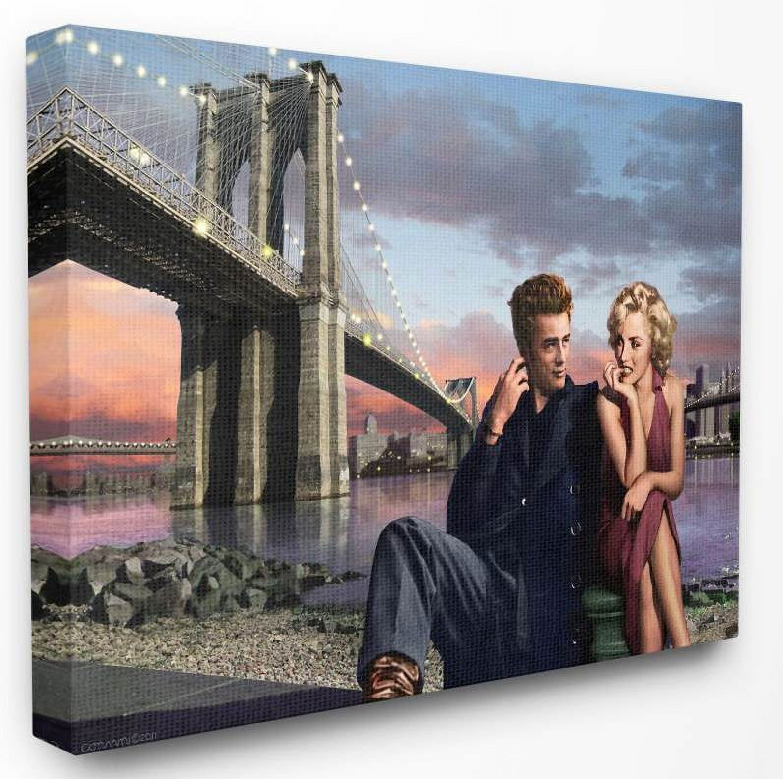 Stupell Industries Brooklyn Bridge Vintage Hollywood Movie Star Classic Illustration Canvas Wall Art by Jadei Graphics