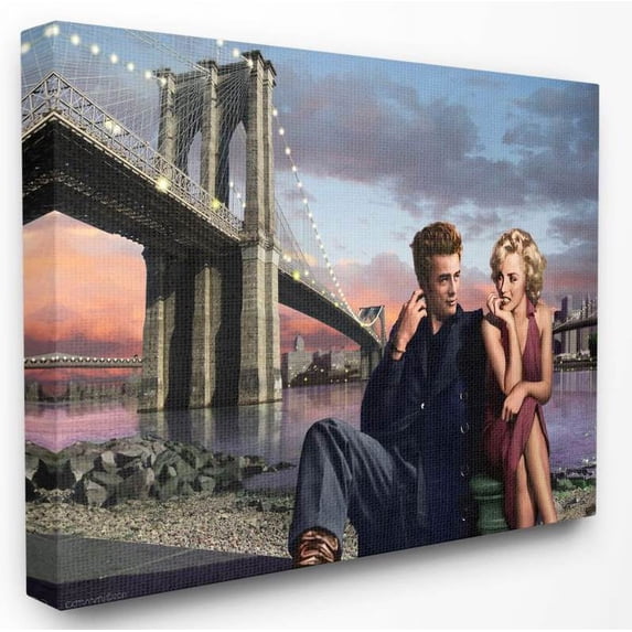 Stupell Industries Brooklyn Bridge Vintage Hollywood Movie Star Classic Illustration Canvas Wall Art by Jadei Graphics