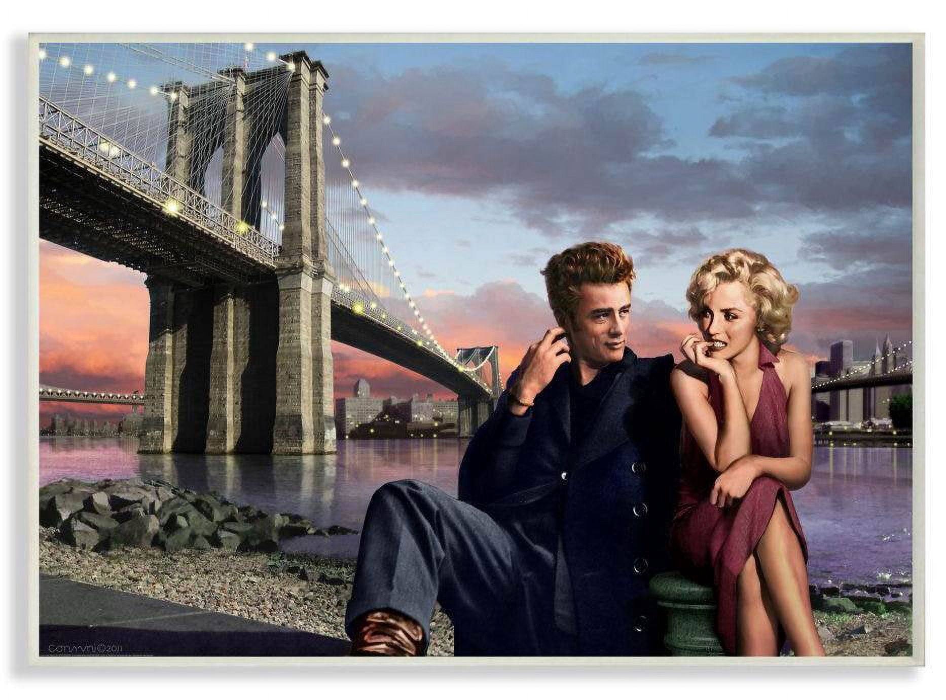 Stupell Industries Brooklyn Bridge Vintage Hollywood Movie Star Classic Illustration Wall Plaque by Jadei Graphics