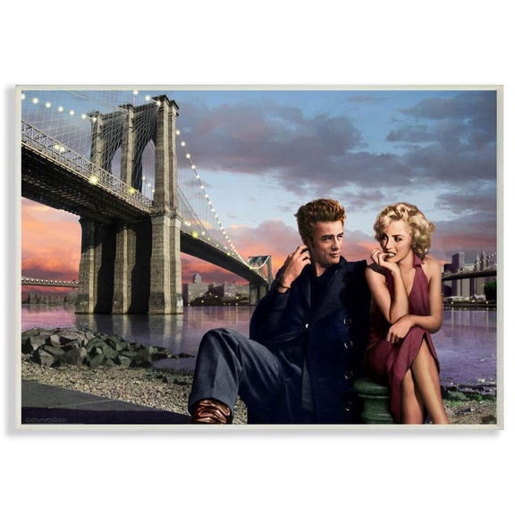 Stupell Industries Brooklyn Bridge Vintage Hollywood Movie Star Classic Illustration Wall Plaque by Jadei Graphics