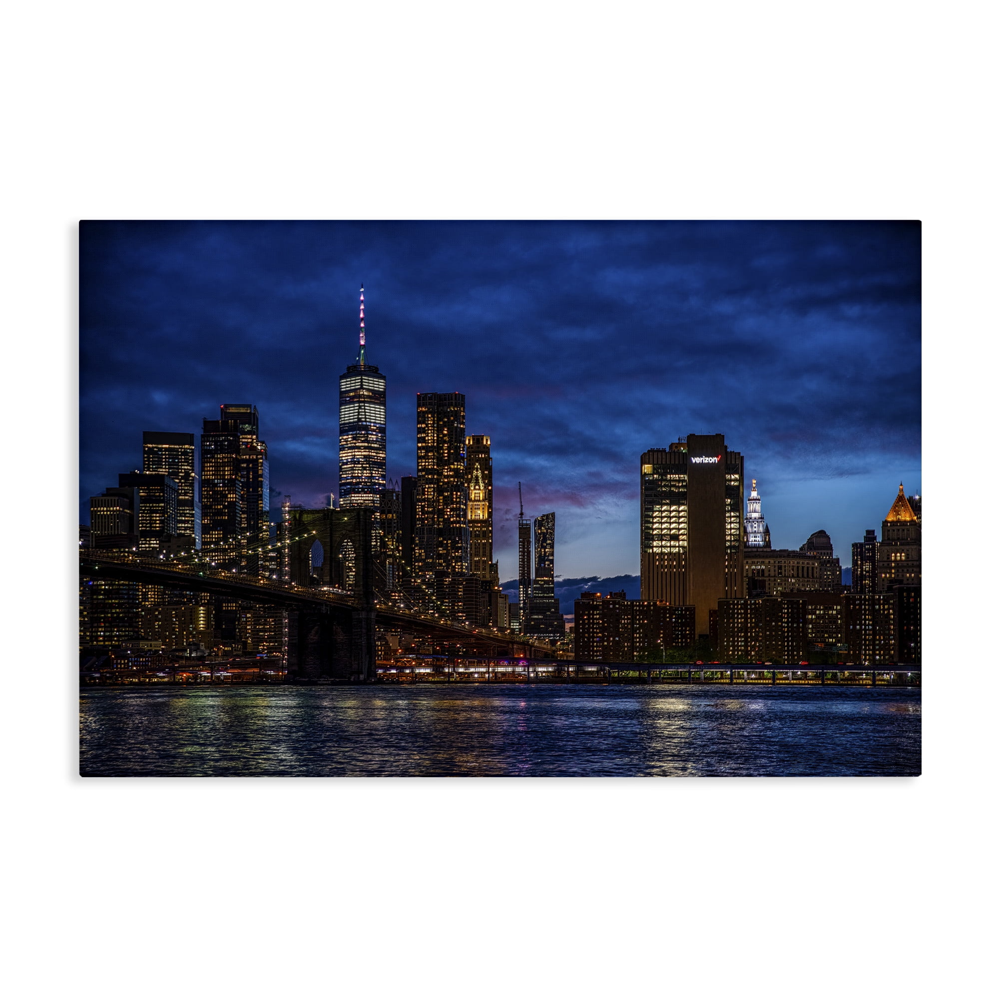 Stupell Industries Brooklyn Bridge at Night Canvas Wall Art, design by Tim West