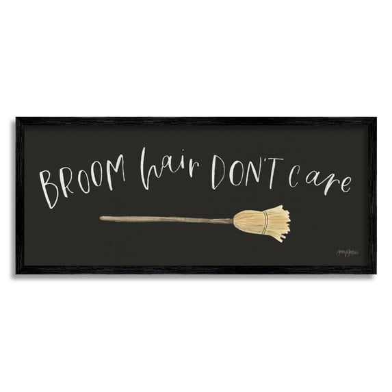 Stupell Industries Broom Hair Don't Care Holiday Painting Black Framed Art Print Wall Art, 24 x 10