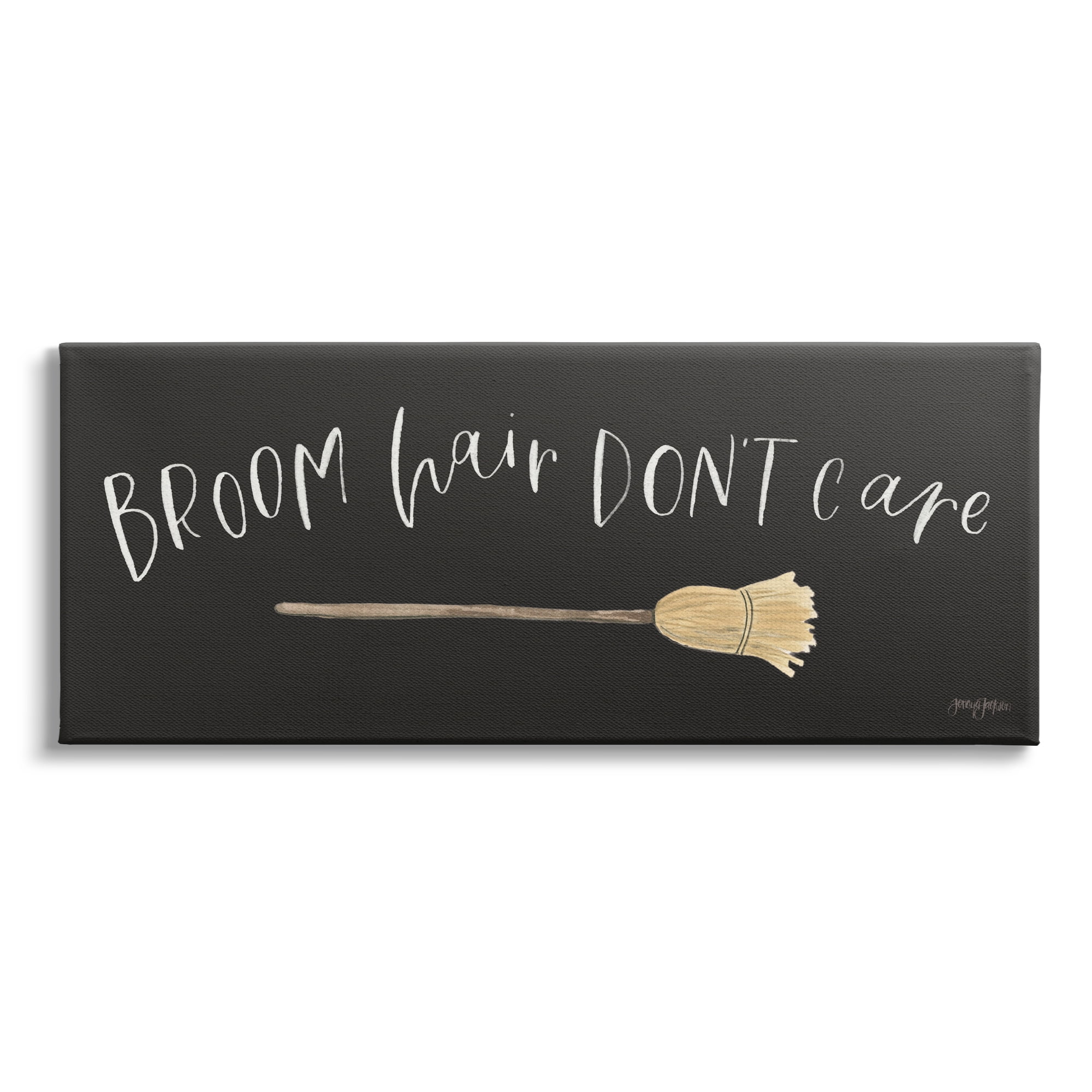 Stupell Industries Broom Hair Don't Care Holiday Painting Gallery Wrapped Canvas Print Wall Art, 40 x 17