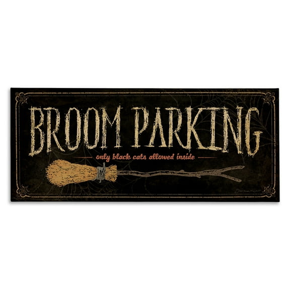 Stupell Industries Broom Parking Black Cats Allowed Holiday Painting Gallery Wrapped Canvas Print Wall Art