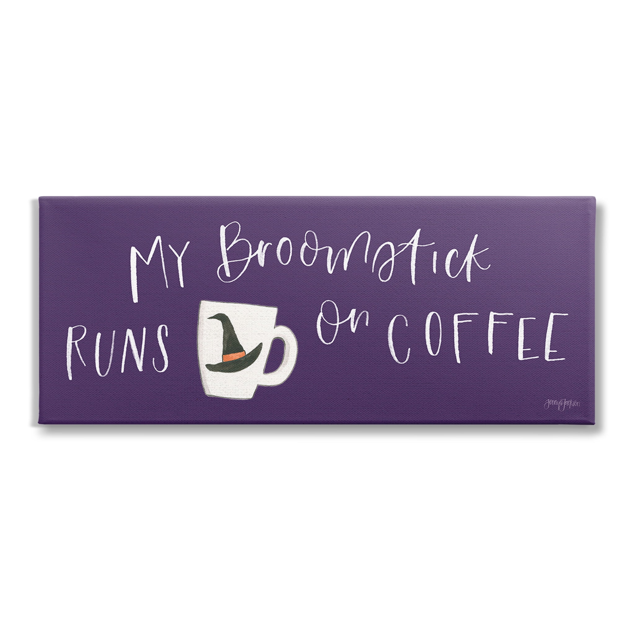 Stupell Industries Broomstick Runs On Coffee Holiday Painting Gallery Wrapped Canvas Art Print Wall Art, 30 x 13