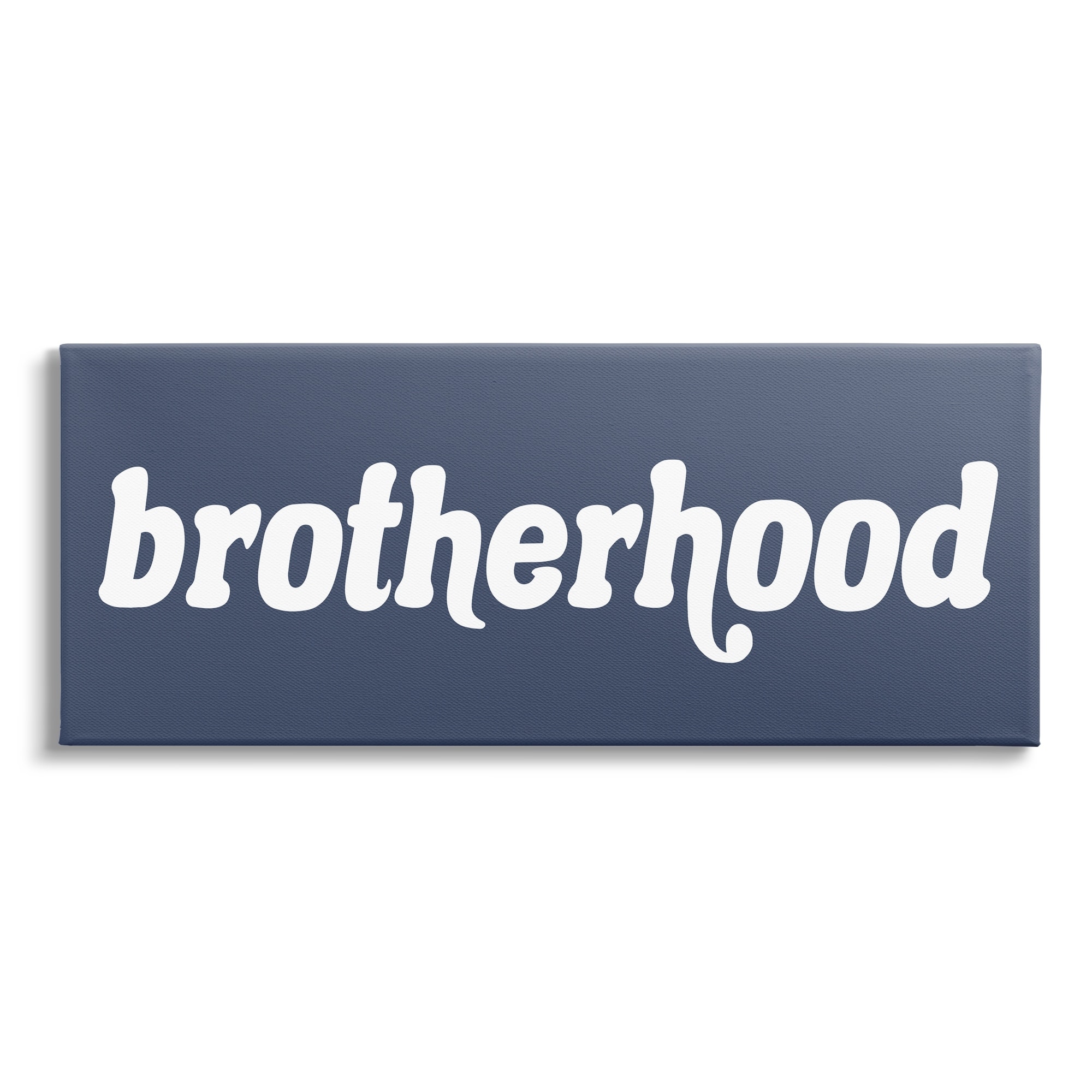 Stupell Industries Brotherhood Typography Text Blue Text Sign White Accent Canvas Wall Art, 30 x 13, Design by Daphne Polselli