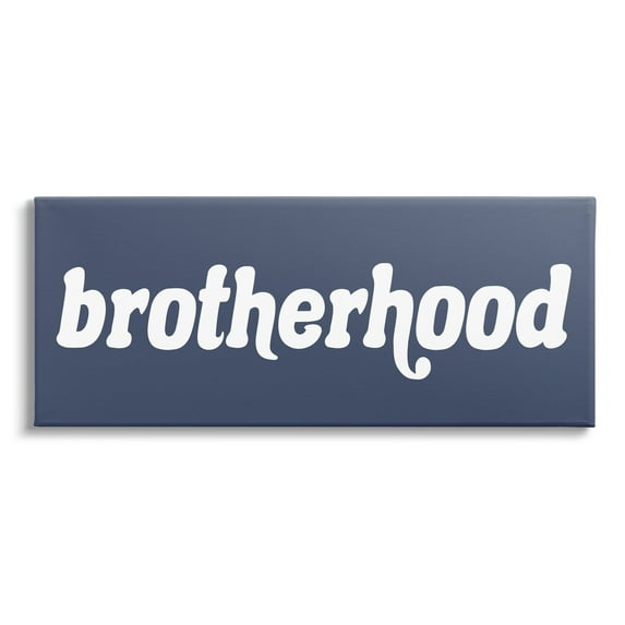 Stupell Industries Brotherhood Typography Text Blue Text Sign White Accent Canvas Wall Art, 30 x 13, Design by Daphne Polselli