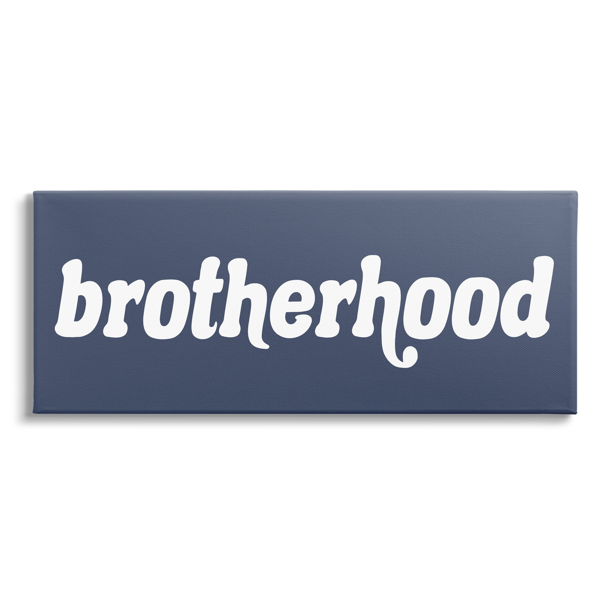 Stupell Industries Brotherhood Typography Text Blue Text Sign White Accent Canvas Wall Art, 48 x 20, Design by Daphne Polselli