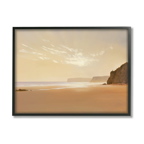 Stupell Industries Brown Beach Landscape Landscape Photography Black Framed Art Print Wall Art, 30 x 24