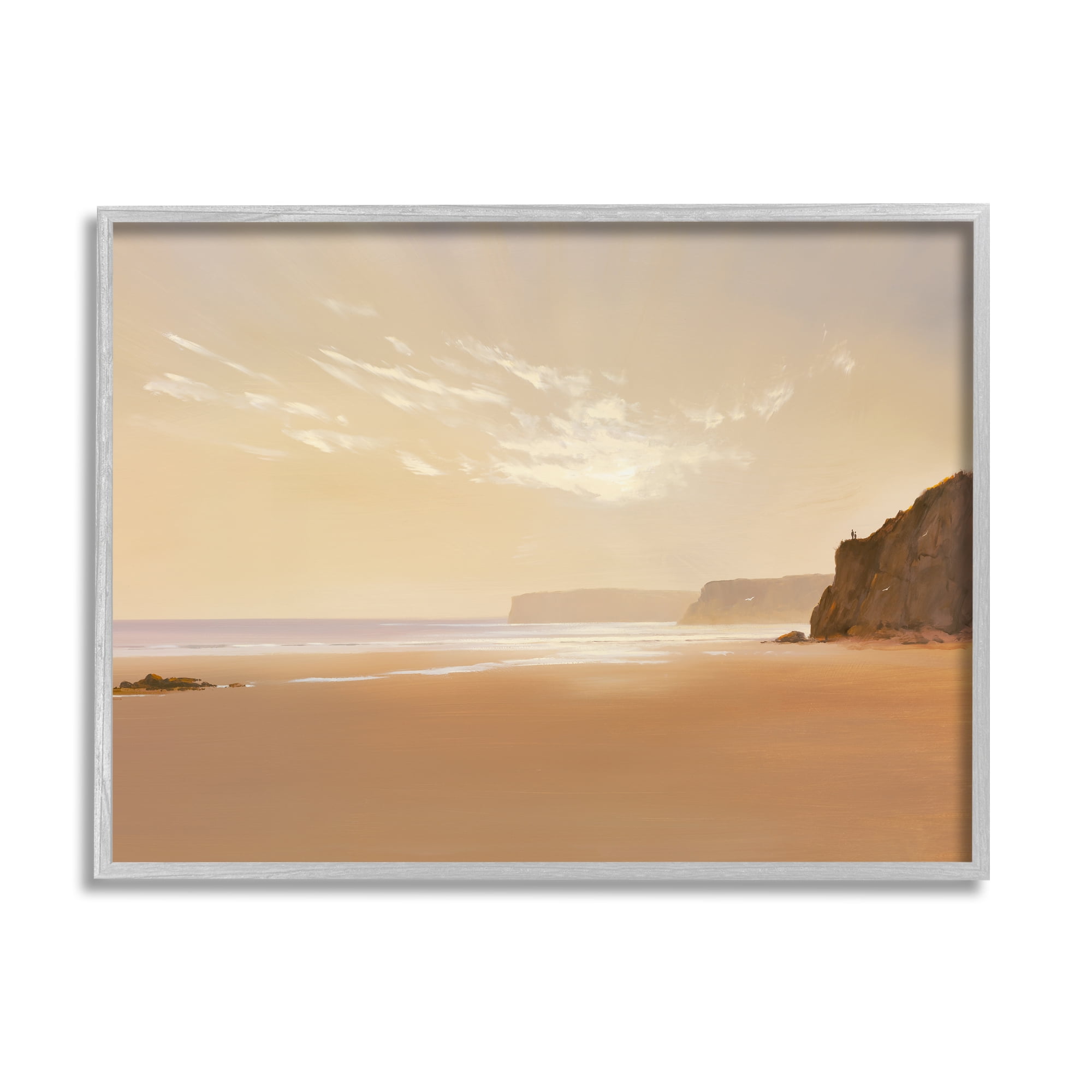 Stupell Industries Brown Beach Landscape Landscape Photography Gray Framed Art Print Wall Art, 20 x 16
