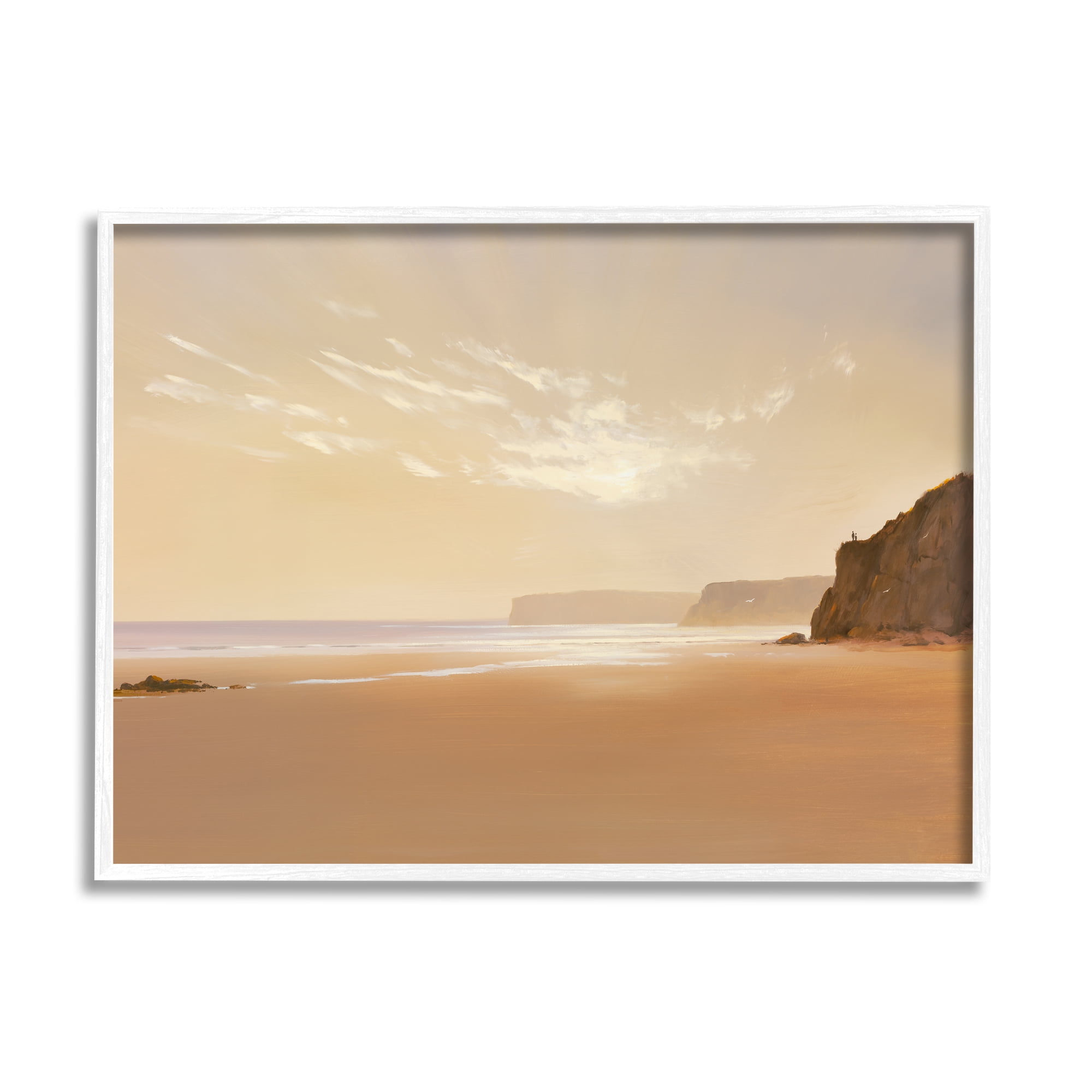 Stupell Industries Brown Beach Landscape Landscape Photography White Framed Art Print Wall Art, 30 x 24