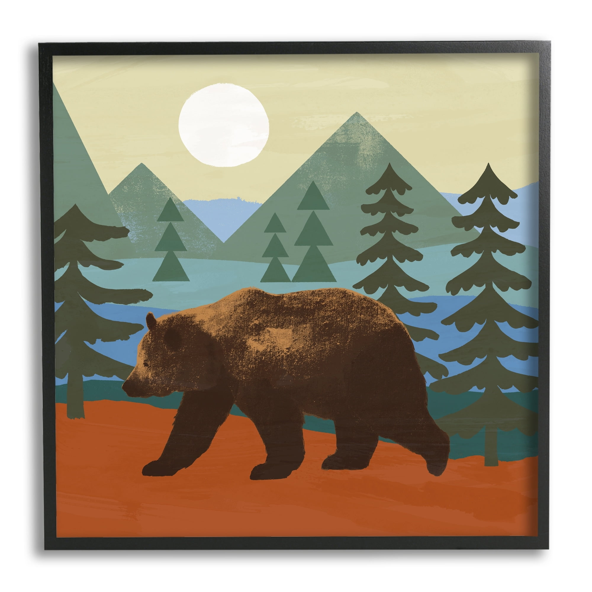 Stupell Industries Brown Bear Nature Woodlands Sunshine Camp, 17 x 30, Design by Victoria Barnes