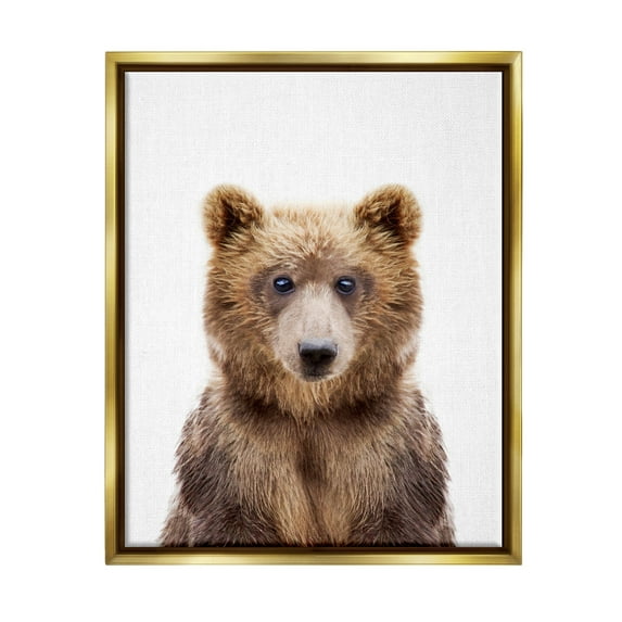 Stupell Industries Brown Bear Portrait Animals & Insects Painting Gold Floater Framed Art Print Wall Art, 17 x 21