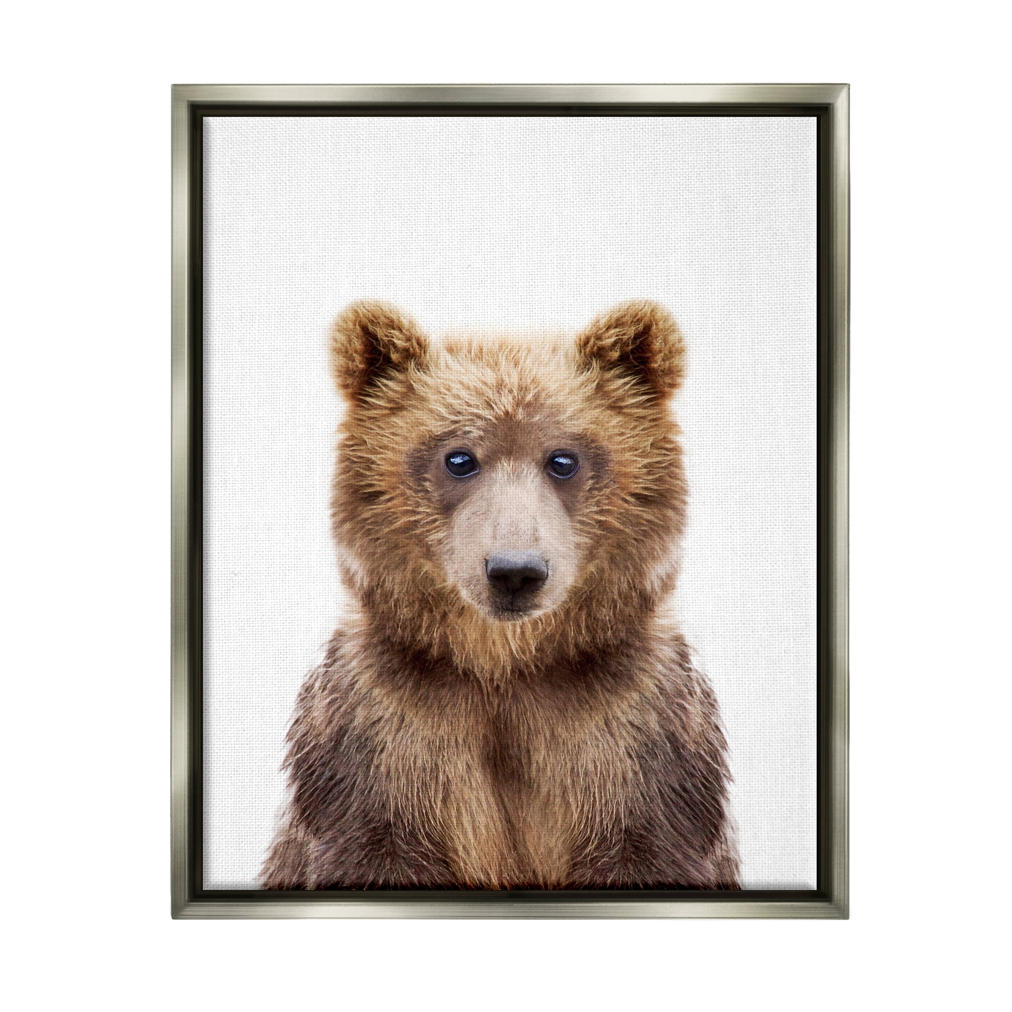 Stupell Industries Brown Bear Portrait Animals & Insects Painting Gray Floater Framed Art Print Wall Art, 17 x 21