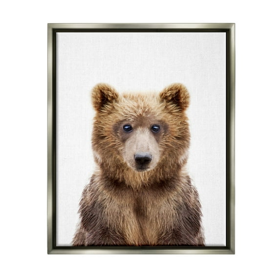 Stupell Industries Brown Bear Portrait Animals & Insects Painting Gray Floater Framed Art Print Wall Art, 17 x 21