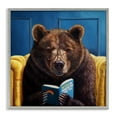 thumbnail image 1 of Stupell Industries Brown Bear Reading Dating Book Animals & Insects Painting Gray Framed Art Print Wall Art, 24 x 24, 1 of 9