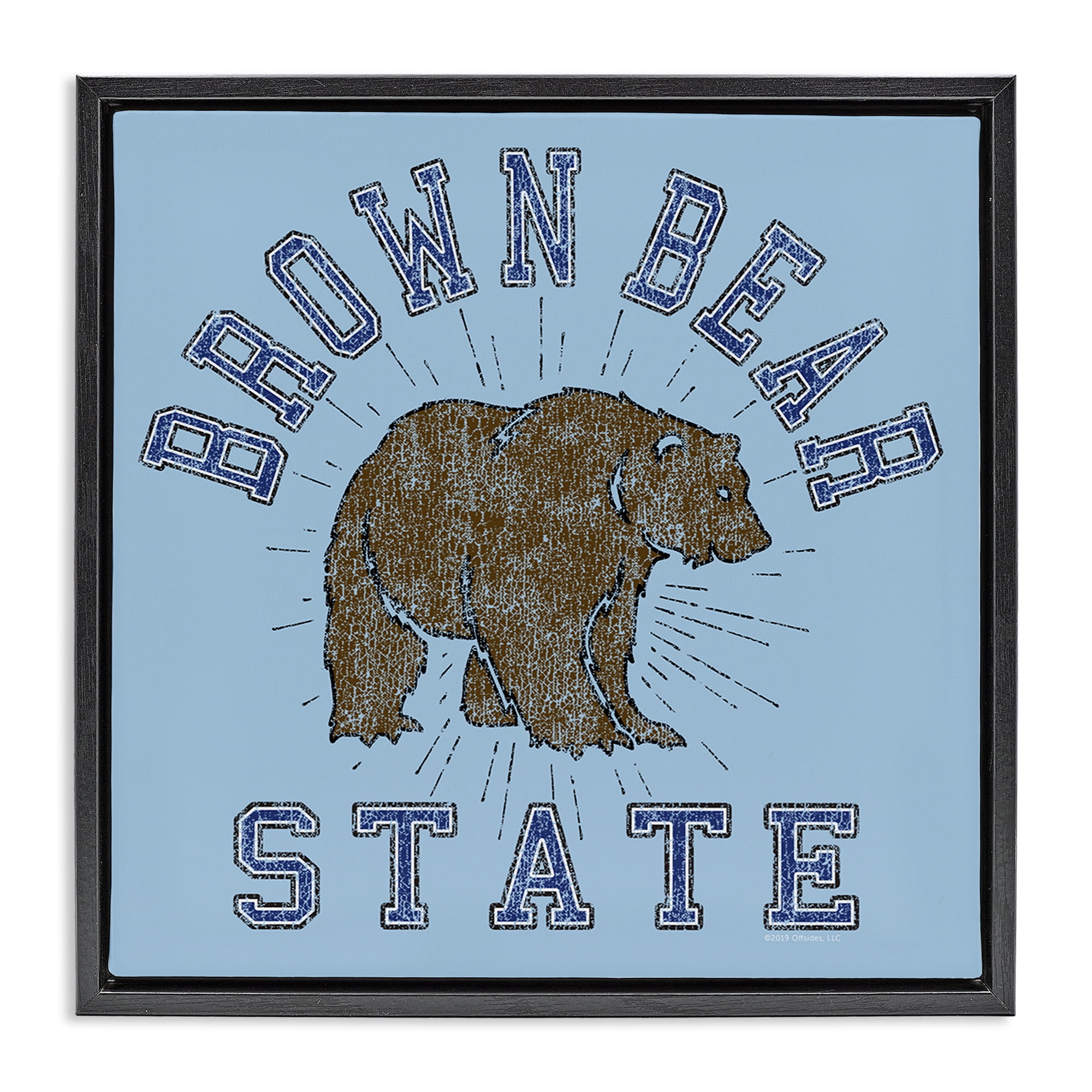 Stupell Industries Brown Bear Varsity State Novelty & Humor Painting Black Floater Framed Canvas Art Print Wall Art, 18 x 18