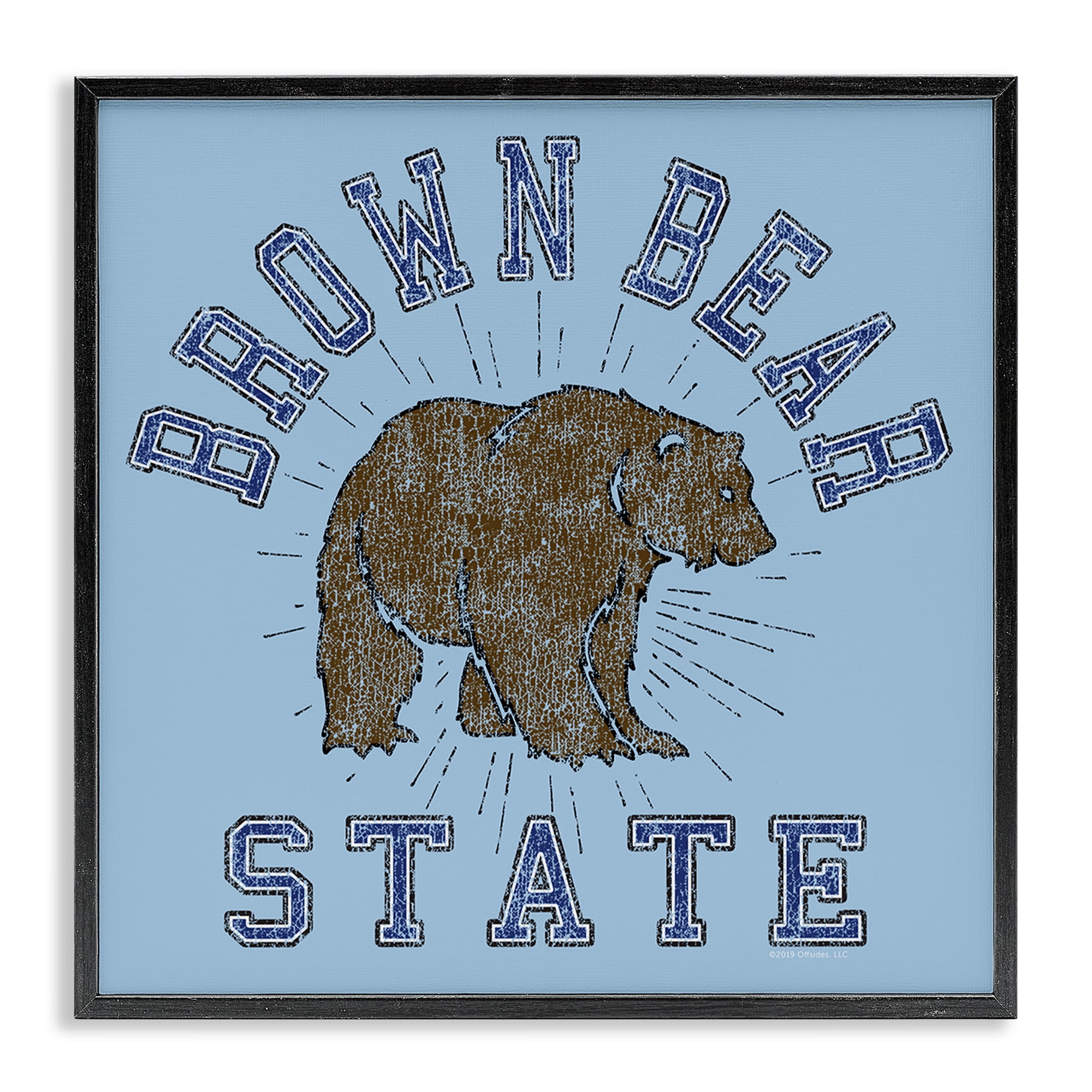 Stupell Industries Brown Bear Varsity State Novelty & Humor Painting Black Framed Art Print Wall Art, 24 x 24