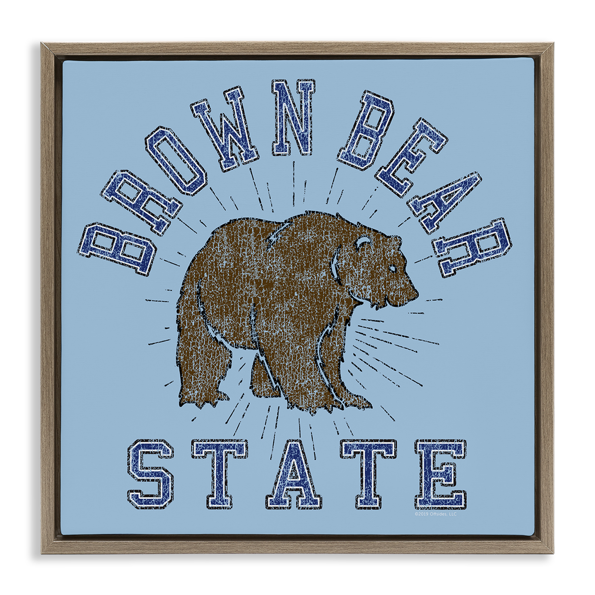 Stupell Industries Brown Bear Varsity State Novelty & Humor Painting Brown Floater Framed Canvas Art Print Wall Art, 25 x 25