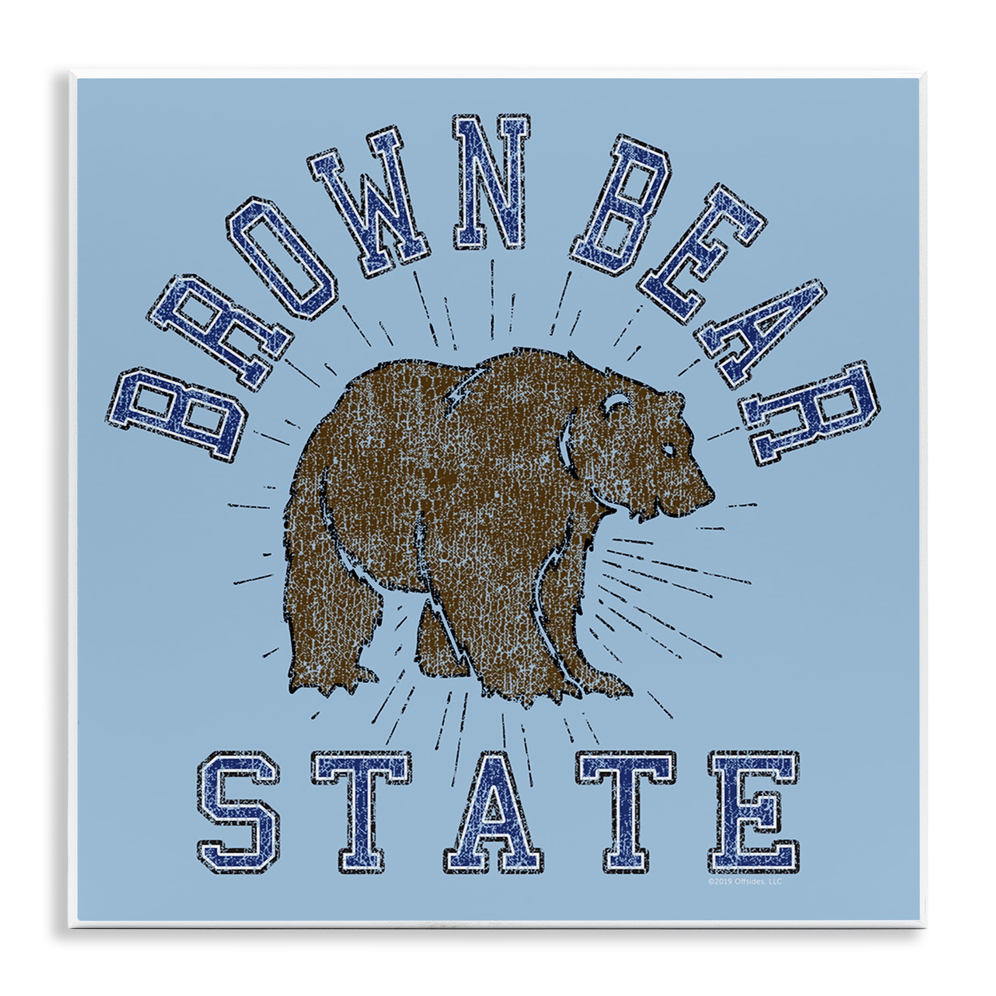 Stupell Industries Brown Bear Varsity State Novelty & Humor Painting Unframed Art Print Wall Art, 12 x 12