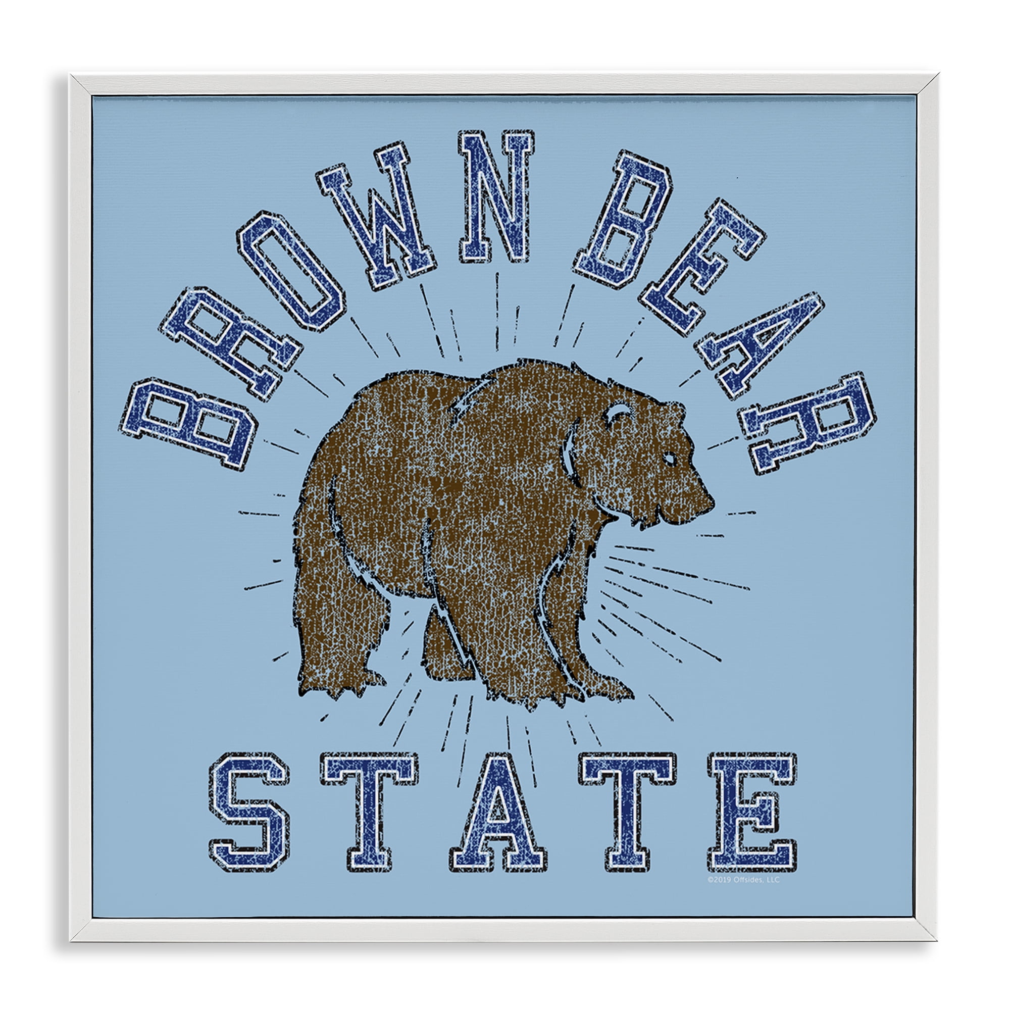Stupell Industries Brown Bear Varsity State Novelty & Humor Painting White Framed Art Print Wall Art, 17 x 17