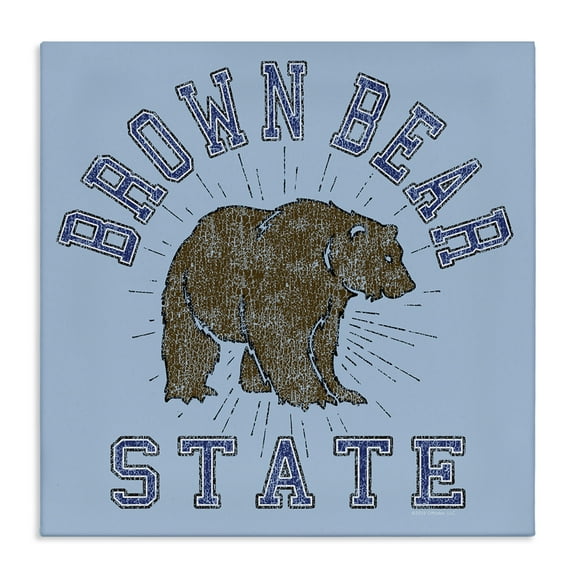 Stupell Industries Brown Bear Varsity State Novelty & Humor Painting Wrapped Canvas Art Print Wall Art, 17 x 17