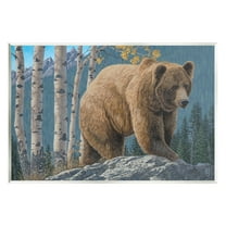Stupell Industries Brown Bear on Rock Animals & Insects Painting Unframed Art Print Wall Art, 15 x 10
