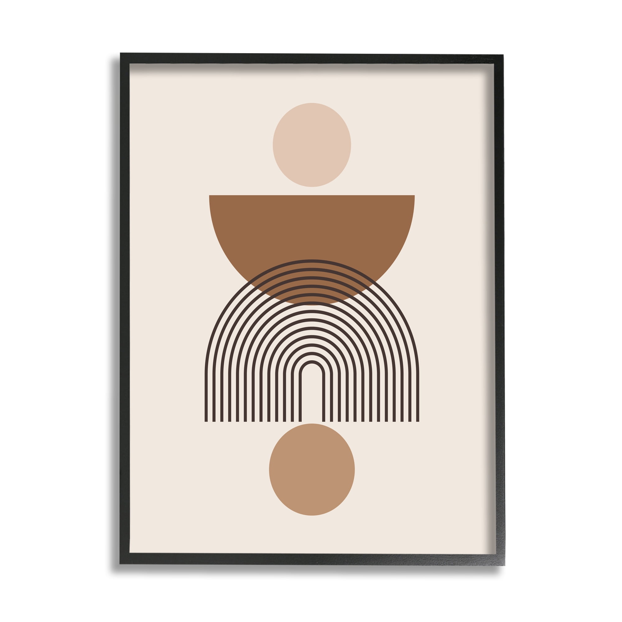Stupell Industries Brown & Beige Shapes Abstract Painting Black Framed Art Print Wall Art, 11 x 14