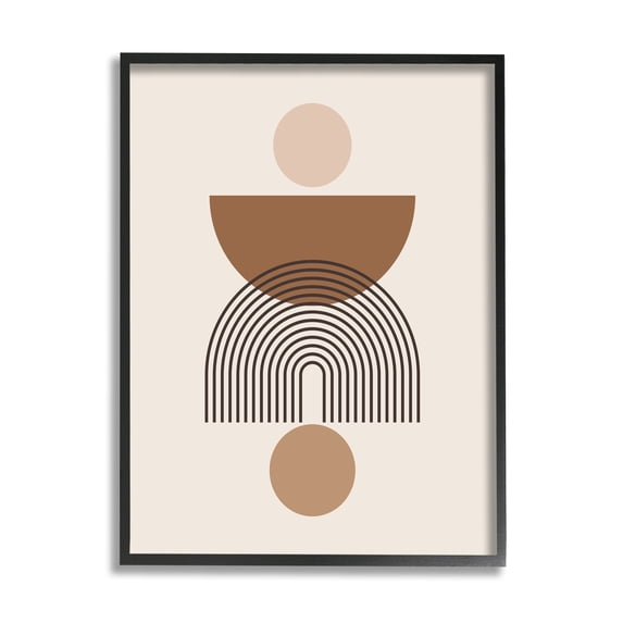 Stupell Industries Brown & Beige Shapes Abstract Painting Black Framed Art Print Wall Art, 16 x 20