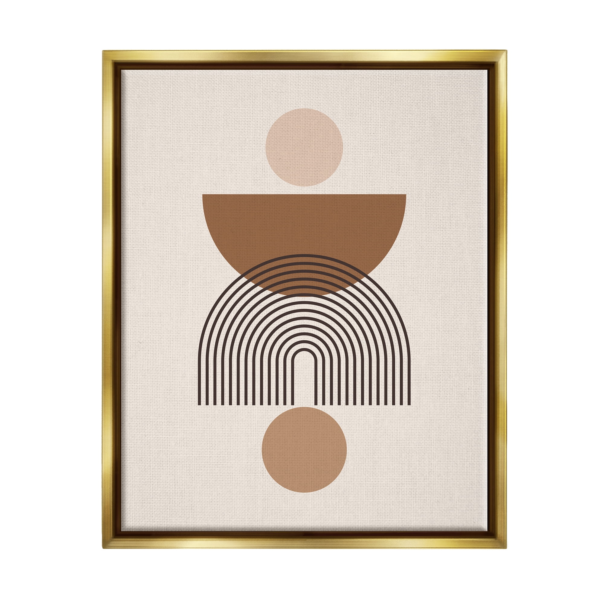Stupell Industries Brown & Beige Shapes Abstract Painting Gold Floater Framed Art Print Wall Art, 25 x 31
