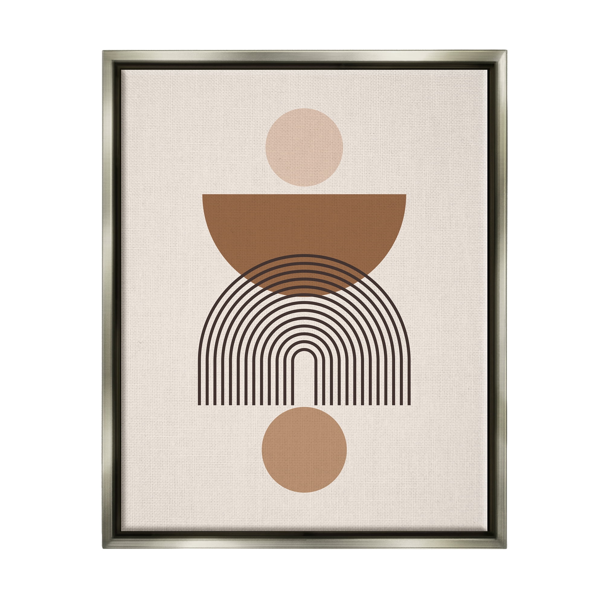 Stupell Industries Brown & Beige Shapes Abstract Painting Gray Floater Framed Art Print Wall Art, 17 x 21
