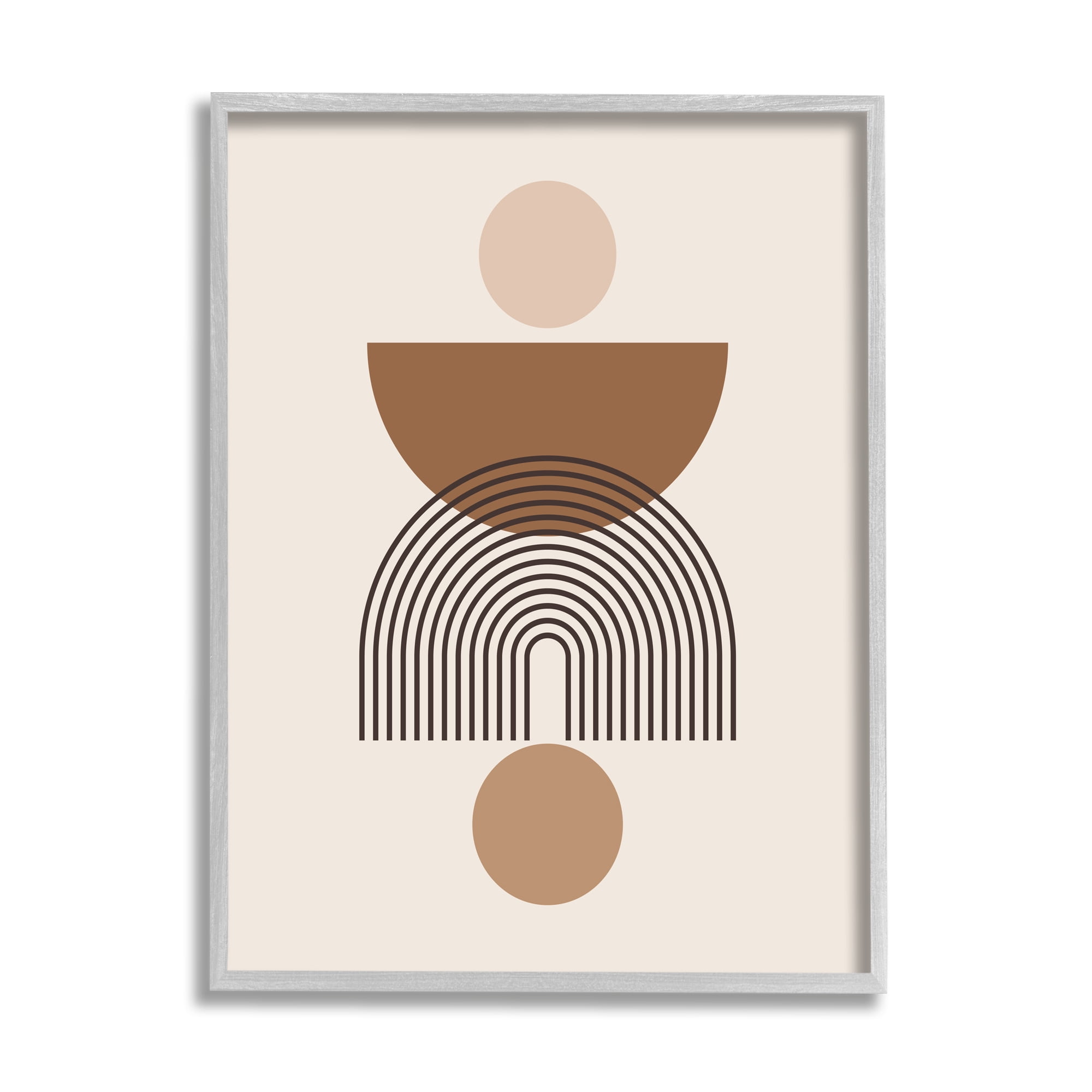 Stupell Industries Brown & Beige Shapes Abstract Painting Gray Framed Art Print Wall Art, 11 x 14