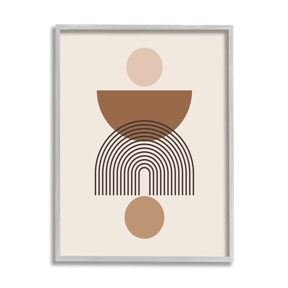 Stupell Industries Brown & Beige Shapes Abstract Painting Gray Framed Art Print Wall Art, 16 x 20