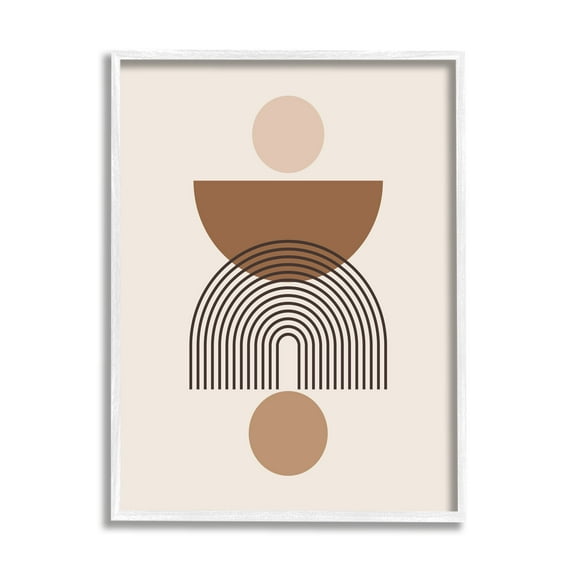 Stupell Industries Brown & Beige Shapes Abstract Painting White Framed Art Print Wall Art, 11 x 14