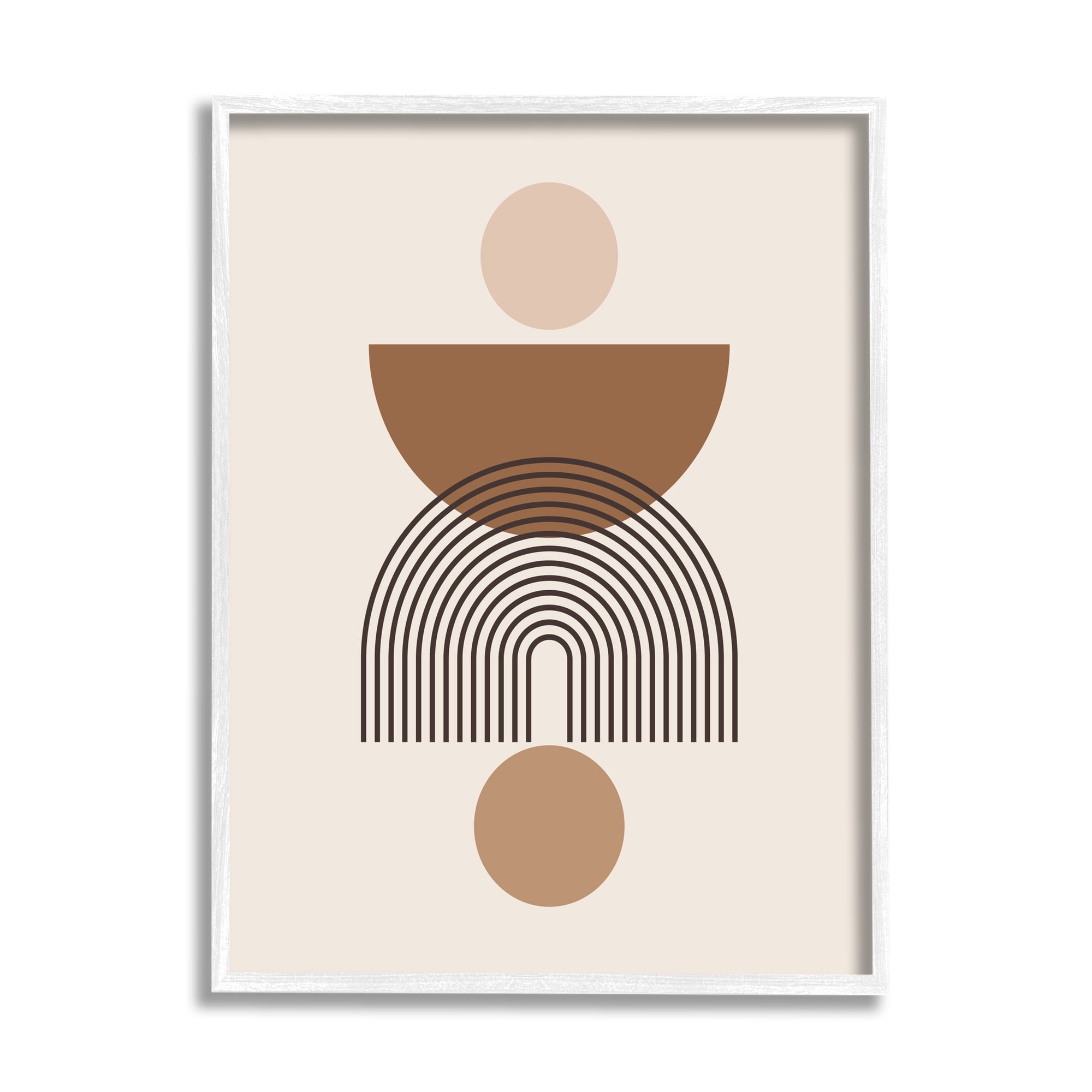 Stupell Industries Brown & Beige Shapes Abstract Painting White Framed Art Print Wall Art, 16 x 20