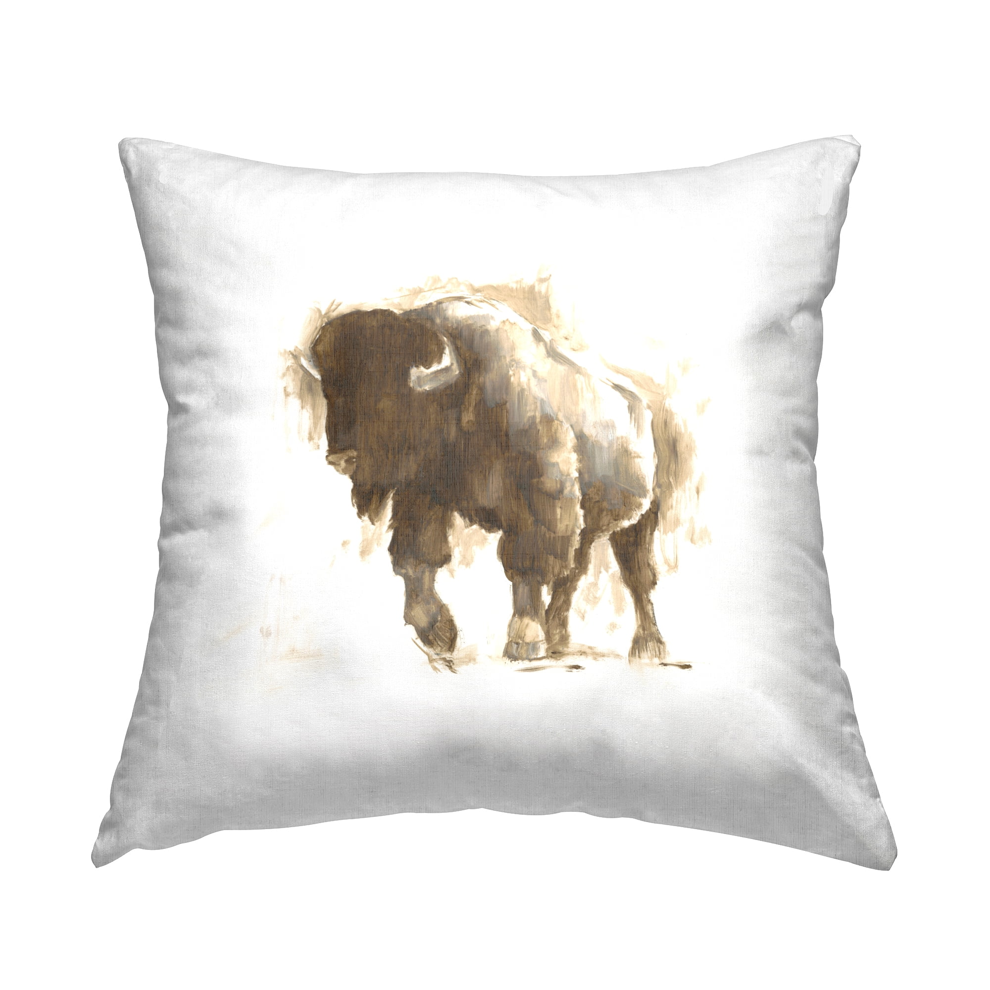 Stupell Industries Brown Bison Wildlife Square Decorative Printed Throw Pillow, 18 x 18