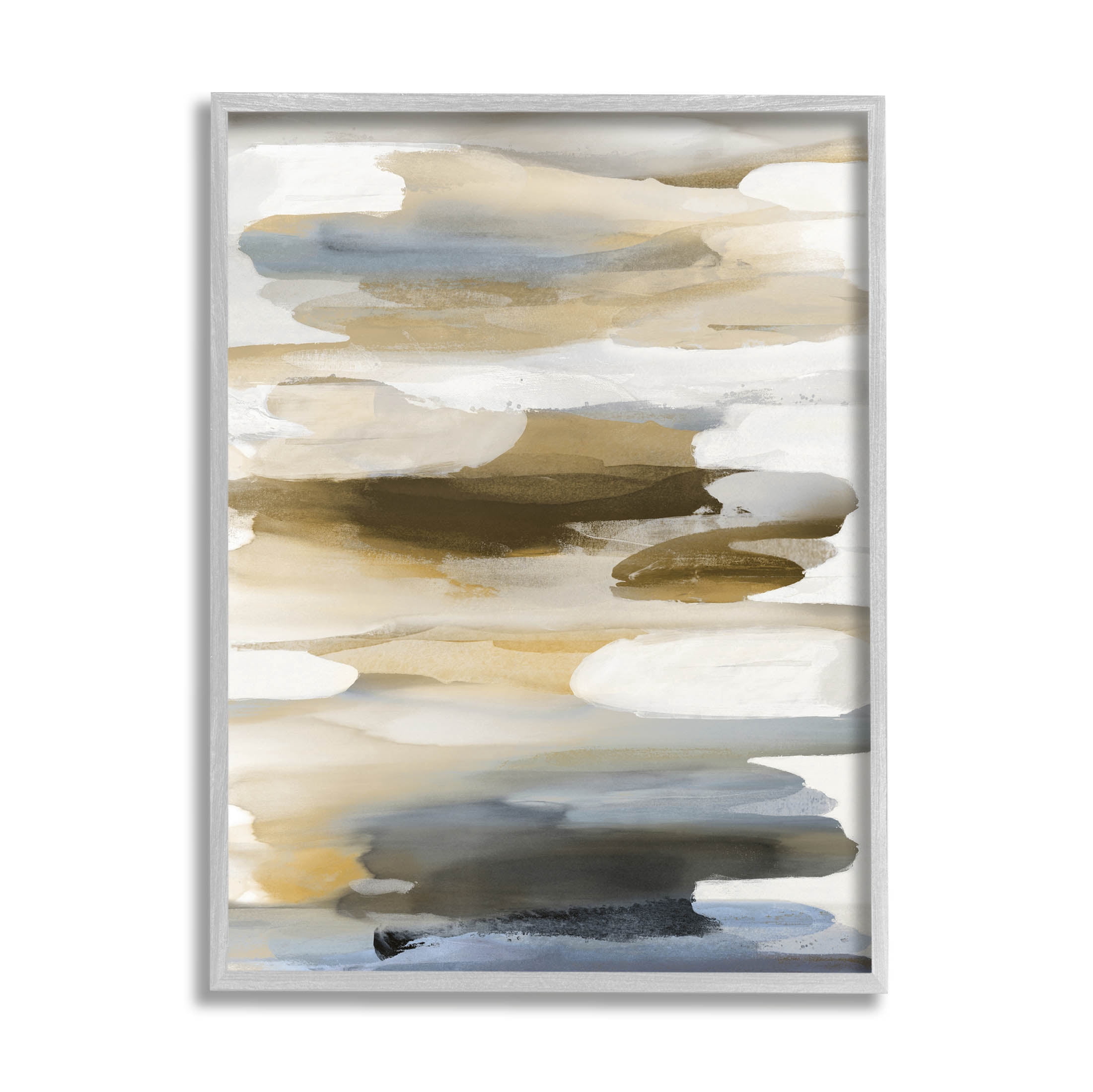 Stupell Industries Brown Blue Abstract Shapes Graphic Art Gray Framed Art Print Wall Art, Design by Jackie Hanson
