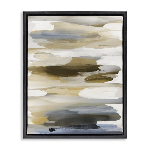 Stupell Industries Transitional Brown Blue Abstract Shapes Black Floating Frame Canvas Art, 17 x 21, by Jackie Hanson