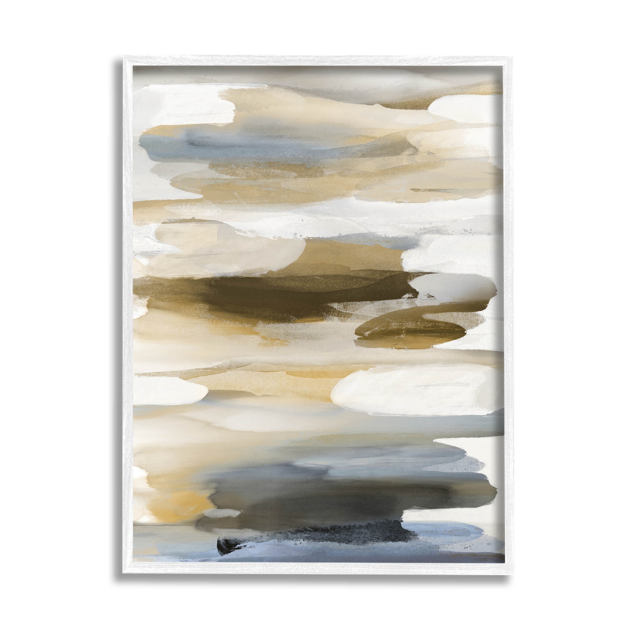 Stupell Industries Brown Blue Abstract Shapes Graphic Art White Framed Art Print Wall Art, Design by Jackie Hanson