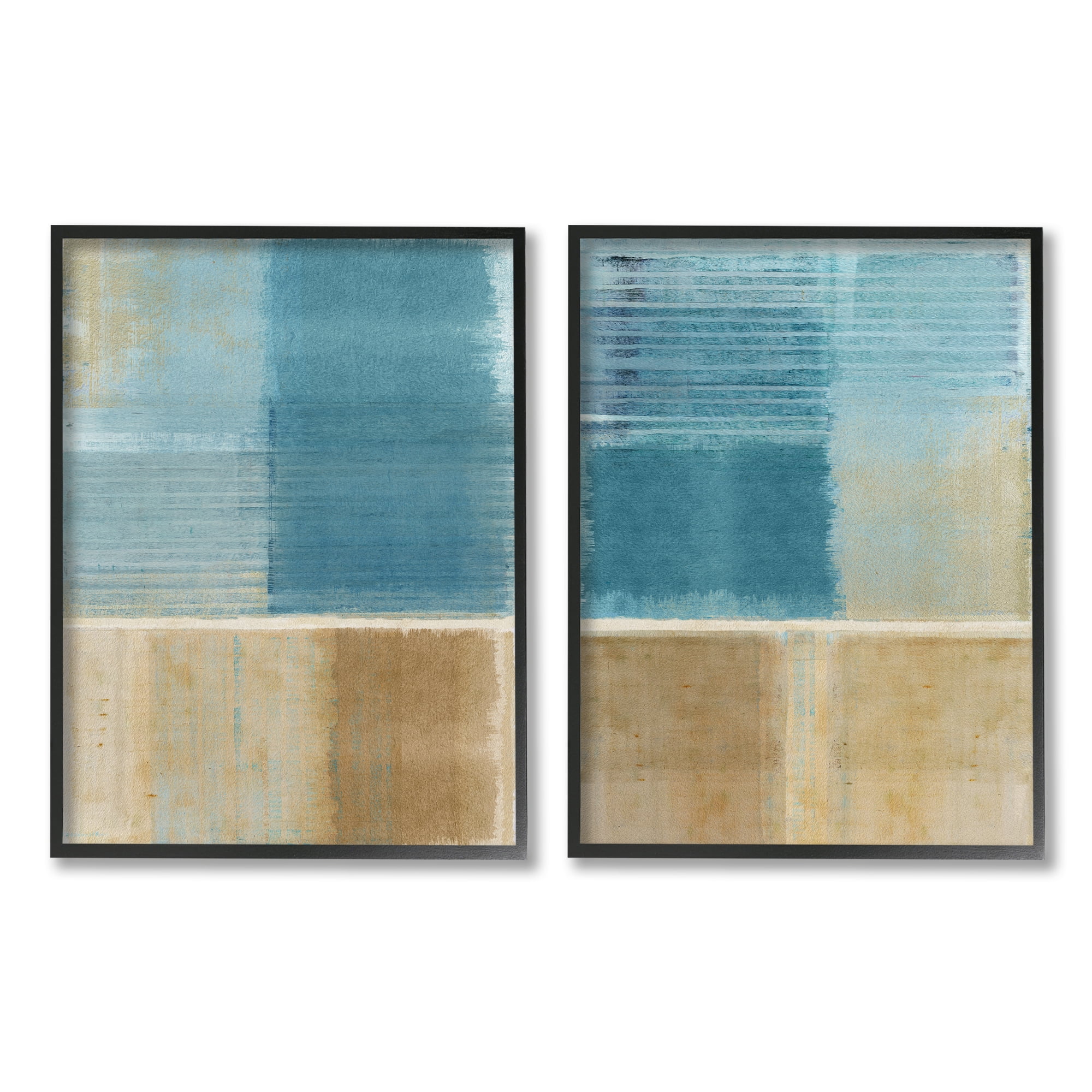 Stupell Industries Brown & Blue Abstraction Abstract Painting Black Framed Art Print Wall Art, 11 x 14