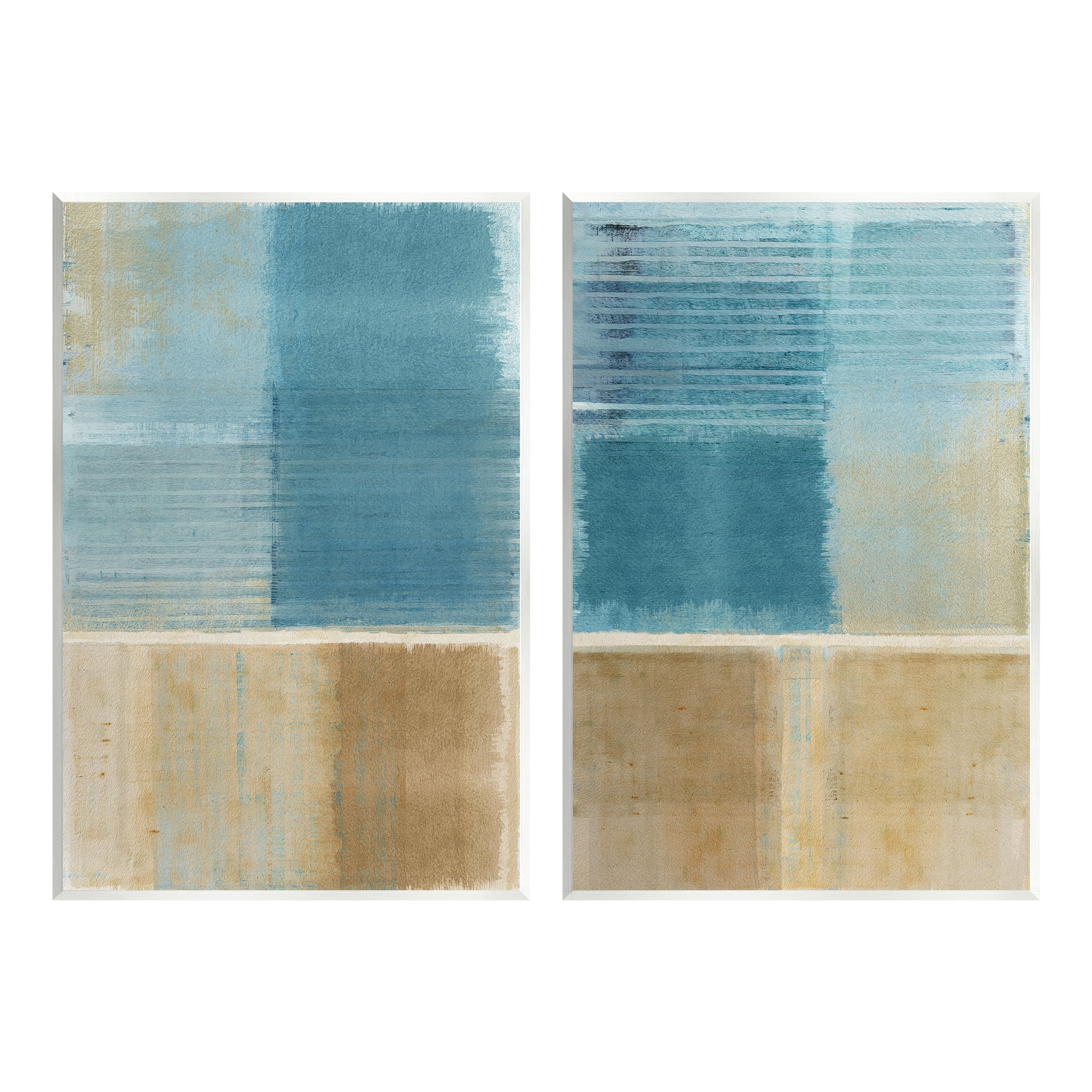 Stupell Industries Brown & Blue Abstraction Abstract Painting Unframed Art Print Wall Art, 13 x 19