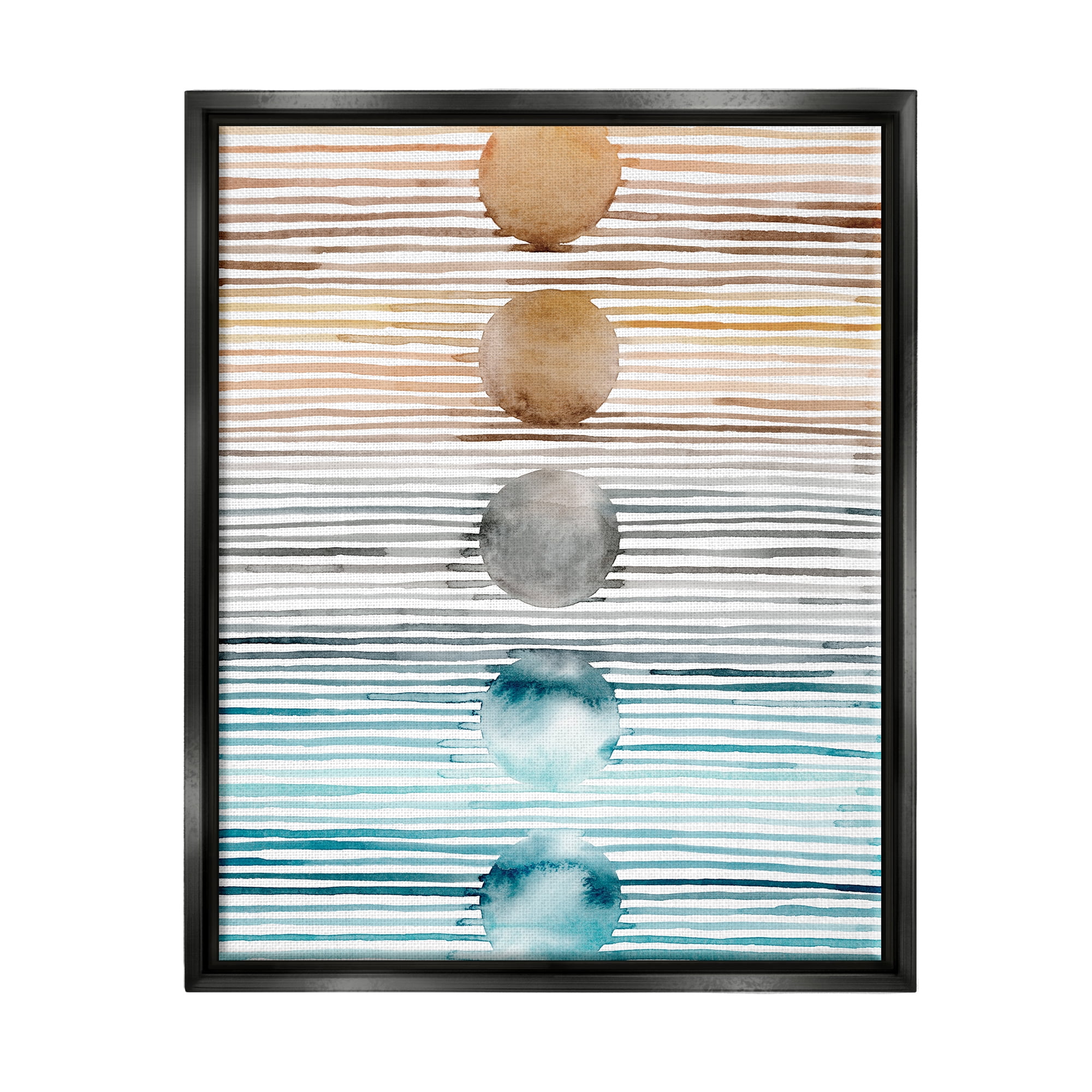 Stupell Industries Brown & Blue Gradient Circles Abstract Painting Black Floater Framed Art Print Wall Art