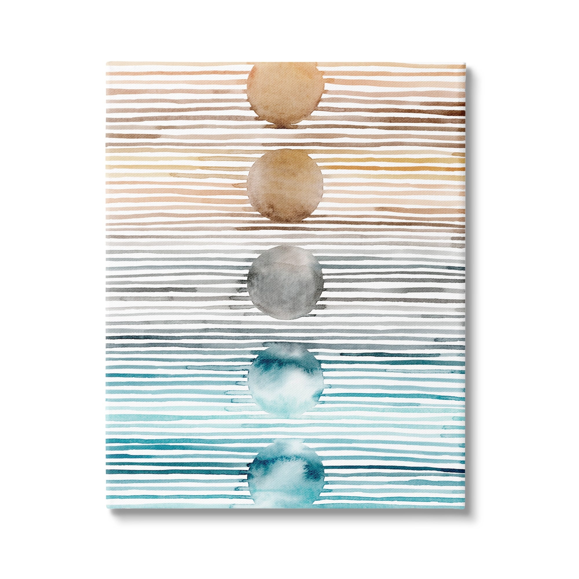 Stupell Industries Brown & Blue Gradient Circles Abstract Painting Gallery Wrapped Canvas Print Wall Art