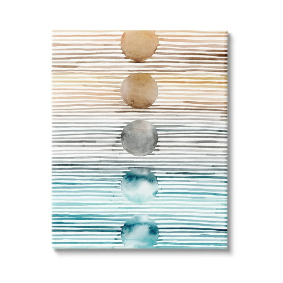 Stupell Industries Brown & Blue Gradient Circles Abstract Painting Gallery Wrapped Canvas Print Wall Art