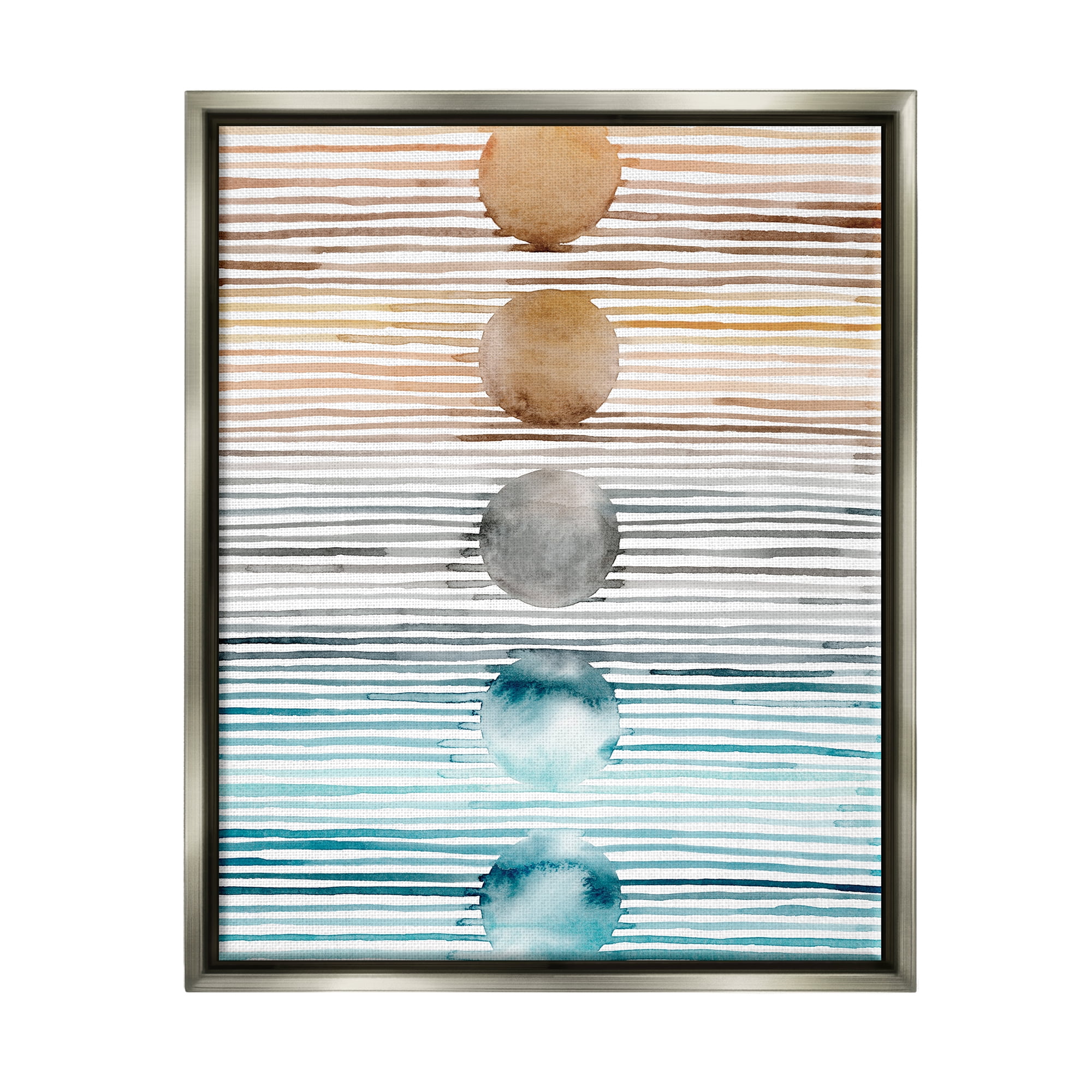 Stupell Industries Brown & Blue Gradient Circles Abstract Painting Gray Floater Framed Art Print Wall Art