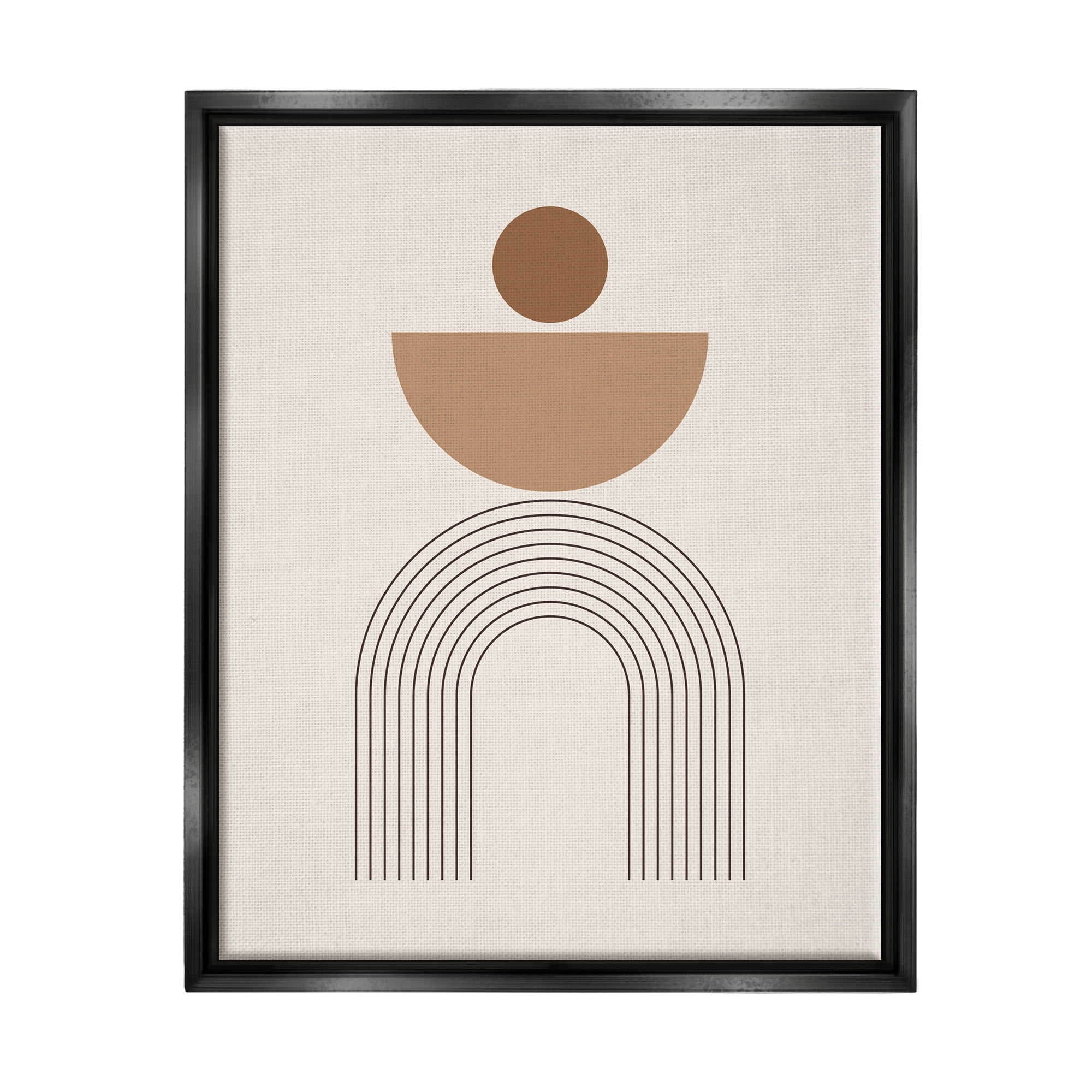 Stupell Industries Brown Boho Arch Abstract Painting Black Floater Framed Art Print Wall Art, 17 x 21