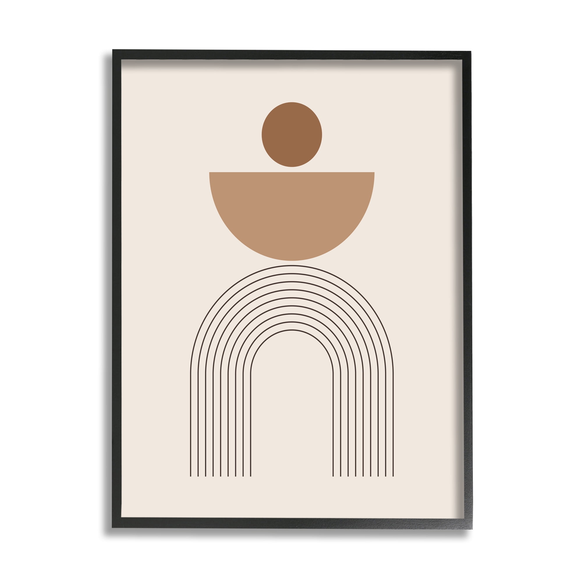Stupell Industries Brown Boho Arch Abstract Painting Black Framed Art Print Wall Art, 11 x 14