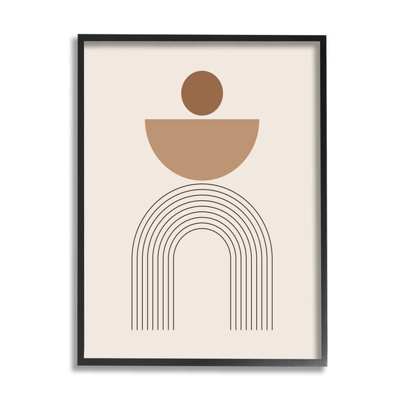 Stupell Industries Brown Boho Arch Abstract Painting Black Framed Art Print Wall Art, 11 x 14